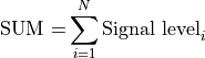 \text{SUM =} \sum_{i = 1}^{N}{\text{Signal level}_{i}}