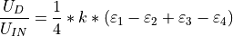 \frac{U_{D}}{U_{IN}}=\frac{1}{4}*k*\left(\varepsilon_{1}-\varepsilon_{2}+\varepsilon_{3}-\varepsilon_{4}\right)