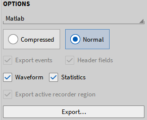Exportoptionen für eine \*.mat-Datei