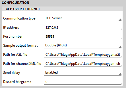 Configuration for XCP over Ethernet