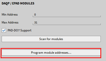 *Program module addresses* button