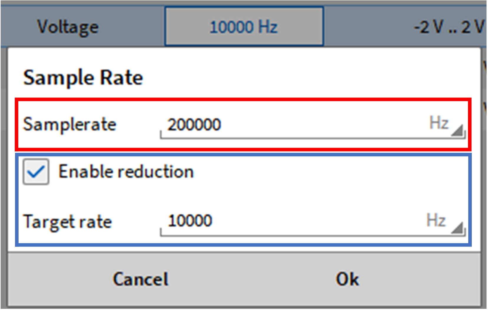 Channel-wise sample rate settings