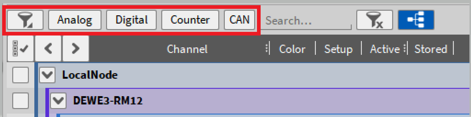 Filtering by the *channel type*