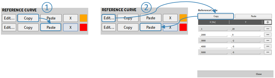 Copy and paste settings from one reference curve to another