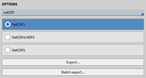 Export options for a \*.nc-file