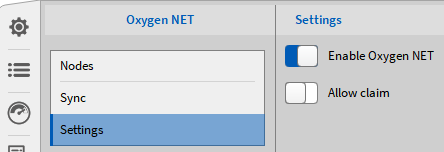 OXYGEN-NET menu – *Settings*