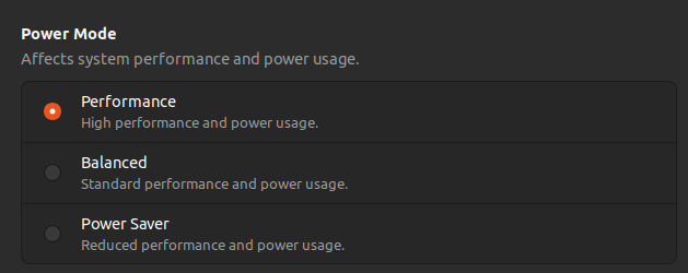 Ubuntu Power Modes.
