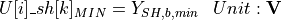 \begin{aligned}
U[i]\_sh[k]_{MIN} &= Y_{SH,b,min} & Unit: \textbf{V}
\end{aligned}